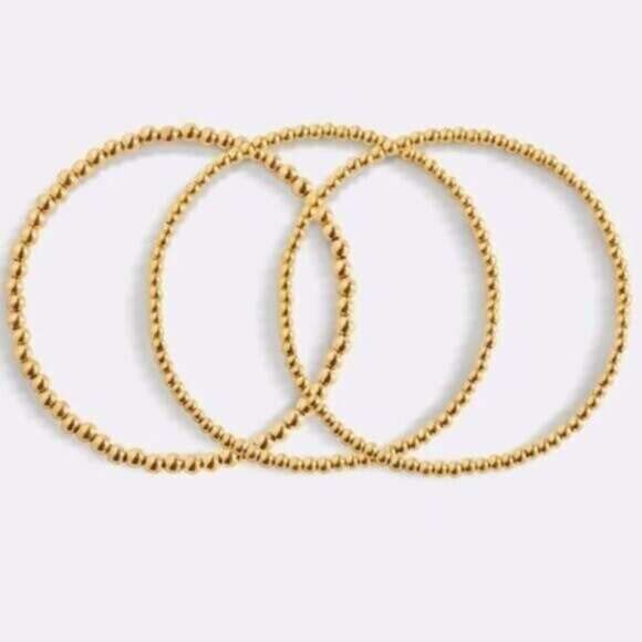 Waterproof Gold Bead Stretch Bracelets Set of 2 Stackable You pick Size PRETTY - Picture 12 of 16